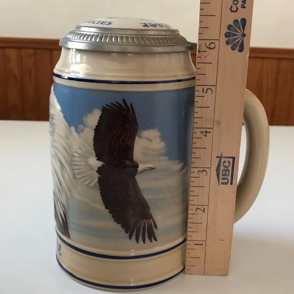 Vintage 1989 Budweiser Endangered Species Series Bald Eagle  Ceramic Stein CS106